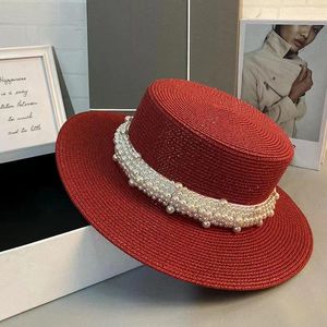 Berretti Drop Summer French Grace Pearl Ribbon Carta Lady Fedora Cap Donna Panama Jazz Cappello da esterno