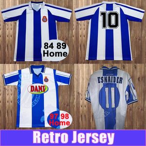 1984 1989 RCD Espanyol Retro Soccer Jerseys Home 1997 1998 ESNAIDER Home Camisa de futebol de manga curta