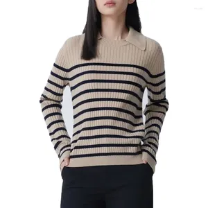 Kadın Sweaters VII 2024 Marka E Sonbahar Kadın Giyim Vintage Çatışan Çizgiler Kaşmir Örgü Sweat