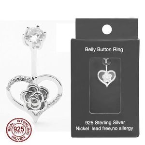 Schmuck 925 Sterling Silber Bauchnabelpiercing Ring Wärmeform Blume Nabelpiercing Ring Schmuck für Frauen