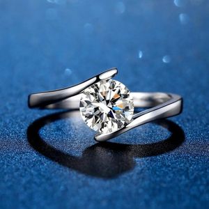 Pierścienie prawdziwe moissanite skręcone ramię anioł Kiss Pierścień 925 srebrny pierścień butikowy biżuteria butikowa