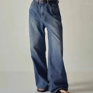 Jeans da donna Denim a gamba larga Nero a vita alta Pantaloni lunghi alti snellenti Look versatile alla moda Arrivo 2024