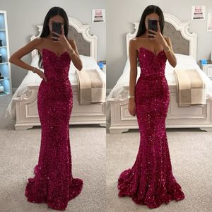 Barbie Pink Mermaid Prom Dress Sweetheart Glitter paljetter Aftonklänning Elegant rygglösa formella klänningar Evening Special Occasion PROMDRESS Party Dress