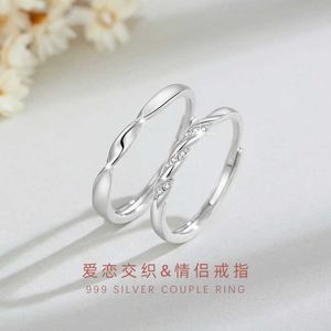 Band Rings Mobius Silver 999 Couple Ring for Men and Women Simple and Small Design Hand Jewelry Ins Style Zircon Pair Ring N2mj