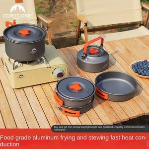 Camp Kitchen Camping Portable Gas Outdoor Stove Set Hanging Pot Picnic Field Cooking Cookware Tableware YQ240123
