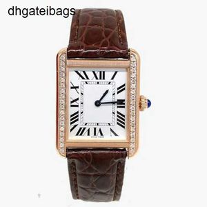 Top Carters Watch Swiss Automatic Watches Luxury Womens Wrist Tank för Women Quartz Diamond Rose Gold Platinum Square Face rostfritt stål L