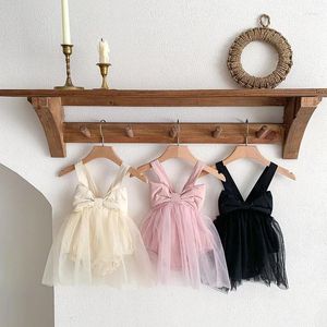 Vestidos de menina bebê meninas verão princesa festa renda aniversário para nascidos grande arco macacão branco rosa elegante vestido