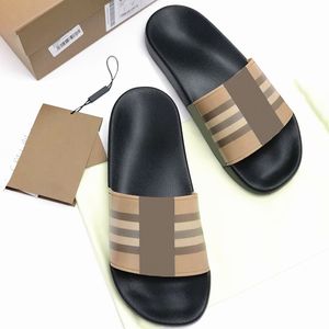 Summer Vintage Plaid tofflor Mule Slide Designer Sandal Luxury Brand Flip Flops Beach Woman Shoe Fashion Flat Heel Sandales Outdoor Leather Man Svischer Partihandel