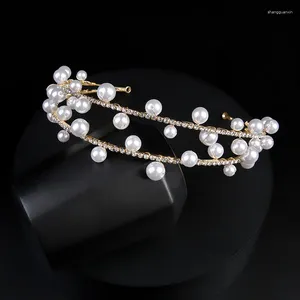 Hair Clips Rhinestone Pearl Handmade Band Female Bride Wedding Headdress Hoop With Makeup Styling Accessories.