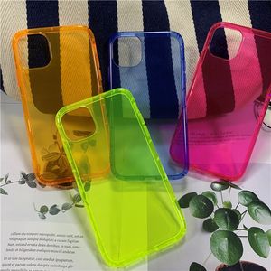 INS Neon Fluorescencyjny kolor przezroczysty telefon na iPhone 15 14 Pro Max 11 12 13 Pro Max XR XS 7 8 Plus x Soft Shockproof Coque w opp. 200pcs