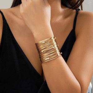 Bangle Lacteo Trendy Opening Iron Wire Wide Armband med Rhinestone Pärlor Big Bangles For Women Fashion Jewelry Party Gifts Ladies
