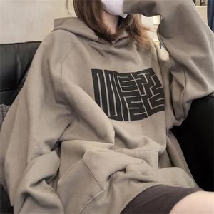 Brief Drucken Hoodies Frauen Vintage Winter Herbst Lose Mit Kapuze Hemd Grunge Straße Sweatshirt Y2k Kleidung Warme Oversize Pullover 240124