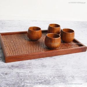 Tumblers Classical Vintage Natural Sour Jujube Wood Small Tea Cup Restaurant Household Water Wine Big Belly Set Tablewar
