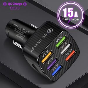 Super Fast USB Car Charger Mini Fast Charging for iPhone QC3.0 PD USB Type C Car Phone Charger Adapter for Xiaomi Samsung Huawei 5V/9V/12V 15A car charger 6 USB charging