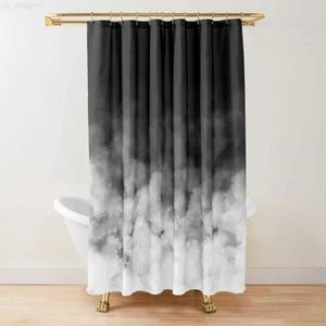 Duschgardiner ombre vit och svart minimal dusch gardin polyester vattentäta moderna badrum gardiner Maskin tvättbad gardiner med krokar