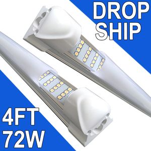 Drop Ship 4ft LED -butik Ljus fixtur, mjölktäck 4 fot 72W 4 'Garage Light 48' 'T8 Integrerat LED -rör, glödlampor Garage, Plug and Play High Output FOUNT 1,2 meter Usastock