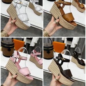 Designer Sandals Starboard Wedge Sandals Fashionable Women High Heel Sandals Slant Heel Slippers Luxury Wedding Shoes Leather Espadrilles