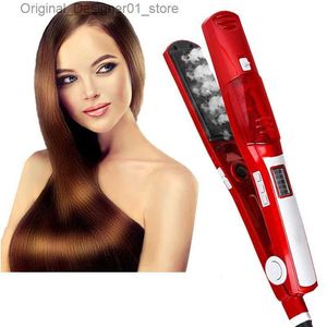 Alisadores de cabelo 2 em 1 alisador de ferro de cabelo Flat Iron Steam Hair Straightener Salon Styler Turmaline Flat Iron curling ferros Q240124