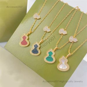 colar de jóias de designer colar de luxo pingente colar mulheres jóias mulher cabaça em forma de 18k rosa ouro prata ágata vermelha corrente de diamante jóias designer queixo