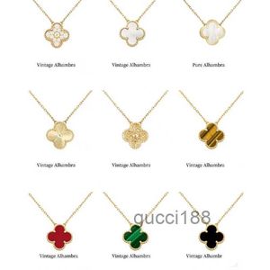 Collana di trifoglio di marca Moda Fiore singolo 15 mm Lusso Agata con diamanti Oro 18 carati per donna 5SAQ 9JF5