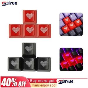 Keyboards Red Shine Through Keycaps Abs Etched Shine-Through Pixel Heart Black Custom Mechanical Oem Profile Double S Drop Delivery Co Ottik