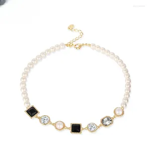 Catene Collana di perle barocche retrò per donne con accessori per collare a catena piccoli e unici di alto senso del design