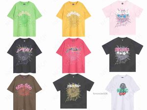 Herr designer t-shirt rosa ung thug sp5der 555555 och kvinnors premium skum tryck spindelweb mönster mode 7mm 7mm 7msmm