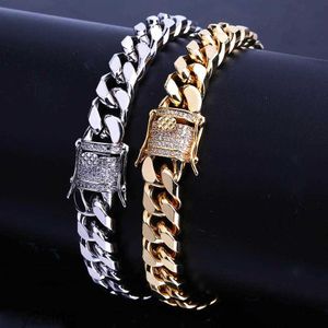 Nya modeguld vita mens hiphop kubansk länkkedja armband miami rockrappare armband smycken handledskedjor gåva för pojkar försäljning eeq7 7c2g