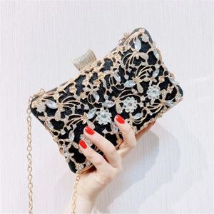 2020 Fashion Women Evening Clutch Bag Handväskor Kvinnlig dag Koppling Bröllopsväska Party Bankett Pink Gold Black Chain Shoulder BA2989