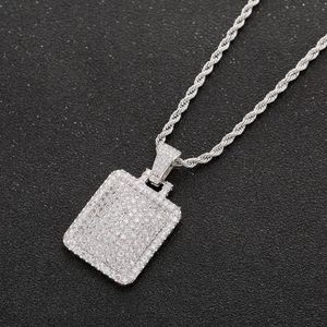 Män isade ut hundtagghänge halsband med repkedja kubik zirkon charm hip hop smycken289q