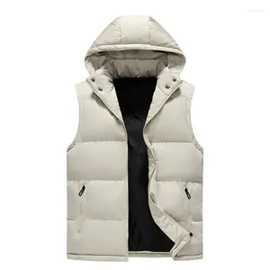 Gilet da uomo Autunno Inverno Uomo Gilet spesso 2024 Giacca senza maniche Con cappuccio Capispalla caldo Gilet casual antivento