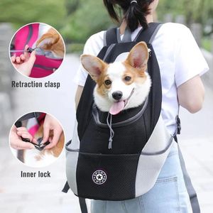 Carrier Pet Dog Carrier Cat Puppy Ryggsäck Bag Portable Travel Front Mesh Outdoor vandringschef ut Double Shoulder Sport Sling 3 storlekar