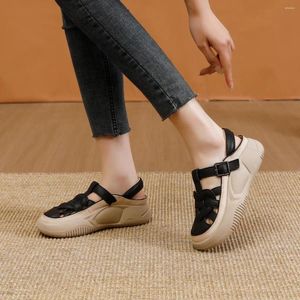 Dress Shoes Summer 2024 Platform Ladies Footwear Black Sandals For Women Outdoor Buckles F Korea H Daily Casual On Offer Original Sale