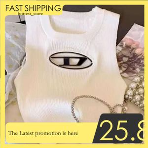 Women's T-shirt Designer Deisel Women Spicy Girl Metal Hollow Knitted Sleeveless Tank Top 2023 Spring New Sexy Short Small Female Disel Yh6 582