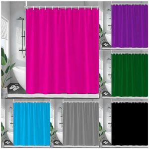 Set di tende da doccia in stile europeo semplice e moderno, blu viola, verde, rosso, modello di colore, per bagno, in tessuto di poliestere