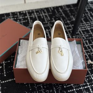 Loro Piano Summer Walk Женская плоская каблука повседневная обувь мужчина Tasman Loafers Роскошные замшевые платья Дизайнерские платья для обуви мокасин Слип