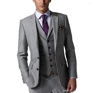 Men's Suits Elegant Blazer Terno Formal Blzer 3 Piece Jacket Pants Vest Slim Notch Lapel Single Breasted Smart Casual Business Male Clothing