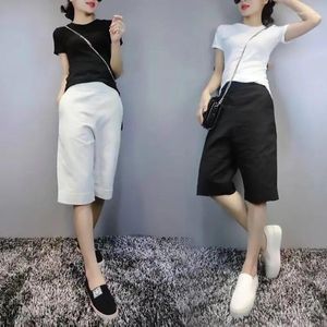 Vestidos de trabalho shorts conjunto esportivo moda feminina moda solta ajuste calças largas perna casual duas peças