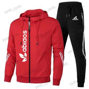 Survêtements pour hommes Automne Mode Hommes Vêtements Casual Set Gym Fitness Jogging Sportswear Ensembles Hommes Zipper Sweat à capuche + Pantalon 2 pièces Ensemble T240124