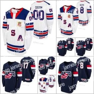 College Hockey indossa Thr 6 Jack Hughes Hockey Jersey USA U18 Team 19 Alex Turcotte Cam York Cole Colefield Fensore 2021 Biosteel All America