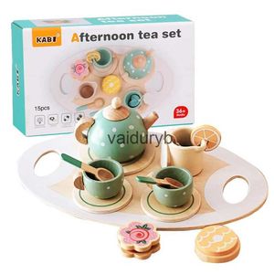 Kitchens Play Food Wooden Afternoon Tea Set Toy Pretend Learning Role Game Early Educational Toys for Toddlers Girls Boys Kids Giftsvaiduryb3