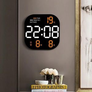 Relógios de parede Relógio digital temporizador LED design moderno sala de estar decoração calendário relógio eletrônico decoração de casa alarmes