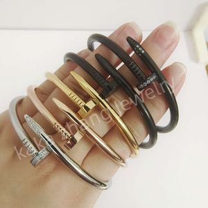 Bracciale per uomo e donna di alta marca in acciaio inossidabile 316l con punta in placcatura nera Cz Braccialetti per unghie lucidi e lucidi