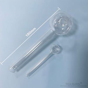 50mm Big Head Bowl Glass Oil Burner Smoking Pipe Straight Tube Water Hand Pipes 180mm Length Nice Buddy 7inch 18cm Large Pipe - Buy Big One Get Small One Free