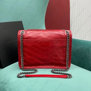 Borsa a tracolla di design a doppia catena di alta qualità 10A Borsa a tracolla in morbida pelle di vitello Borsa con patta da 28 cm con scatola Y029A