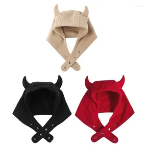 Berets Men Women Ox Horn Shape Hat Halloween Cosplay Outdoor Windproof Ear Protects