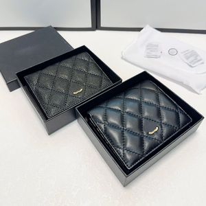 Designer Women Mini Wallet Folding Bag Gold Hardware Buckle Caviar/Lambskin Leather 11x9cm Luxury Card Holder Purse Multi Pochettes Coin Pouch Stylish Handbag