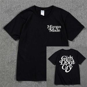 メンズTシャツの女の子は泣かない人間のユニセックスTシャツメンコットンベストブラックホワイトレター印刷カジュアルヒップホップTシャツHARAJUKU TOPS T T240124