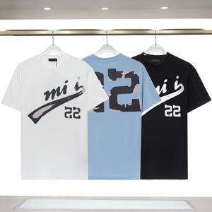 Wiosna/lato nowa koszulka Miri okrągła szyja 22-literowe logo drukowane koszulki dla mężczyzn i damskich krótkie rękawy cienkie, swobodne luźne koszulki górne ubrania