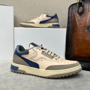 Brand Fashion Luxury Designer New Men's Business and Leisure Full Leather Sports Shoes Handmade Color Polishing Lacing Anti slip sneakers